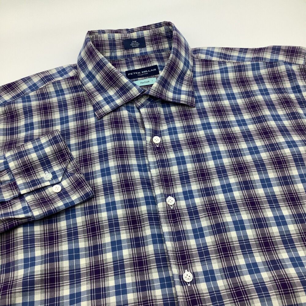 Peter Millar Mens‎ Flex Finish Long Sleeve Button Up Shirt Size Large